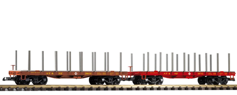 PIKO G Flatcar w/ Stakes, Santa Fe (2-Pack)