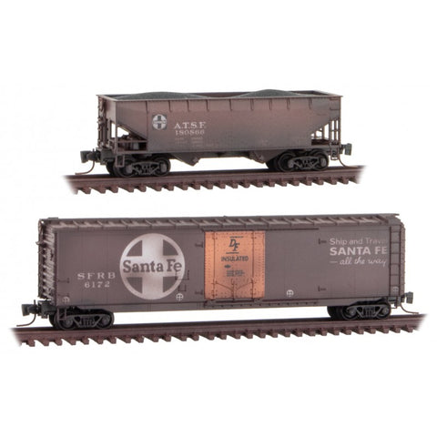MICRO TRAINS Z 50 ft Standard Box Car w/ Plug Door - Weathered - Atchison, Topeka & Santa Fe (ATSF) - 2