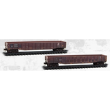 MICRO-TRAINS N Gondola, 50' Steel Side 15-Panel, CSXT/NS Ex-Conrail (weathered) 2-Pack