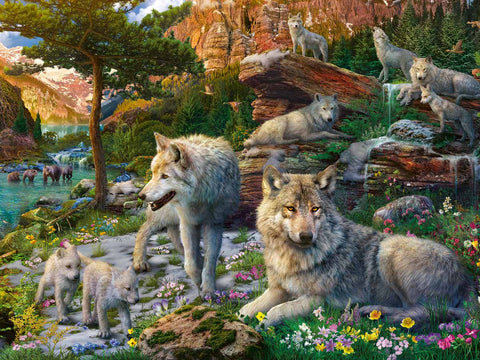 RAVENSBURGER 1500-PIECE PUZZLE Wolves in Spring