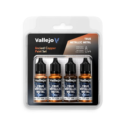 VALLEJO 18ml Ancient Copper True Metallic Metal Paint Set (4 Colors)