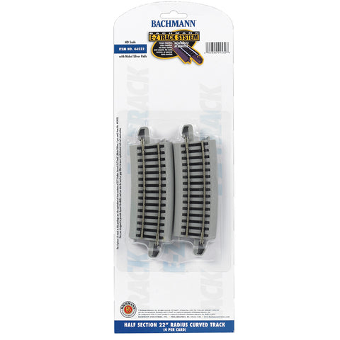 BACHMANN HO E-Z Track Curve R22" 1/2 Section (Grey Roadbed) (4/pk)