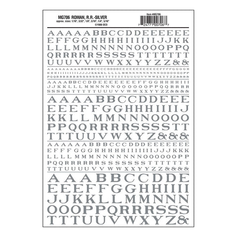WOODLAND SCENICS Dry Transfer: Letters, Roman, Silver