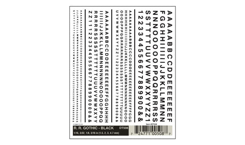 WOODLAND SCENICS Dry Transfer: RR Gothic Black