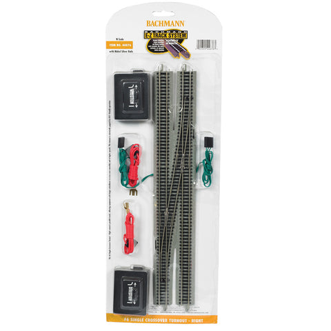 BACHMANN N #6 Single Crossover Turnout - Right Nickel Silver Track
