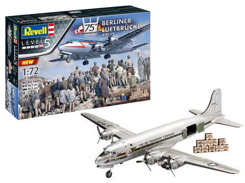 REVELL 1/72 Berliner Luftbrucke USAF Airlift Troop Carrier Aircraft 75th Anniversary w/wooden boxes, paint & glue