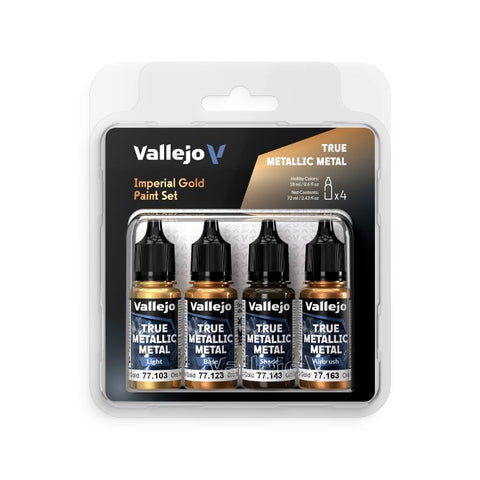 VALLEJO 	18ml Imperial Gold True Metallic Metal Paint Set (4 Colors)