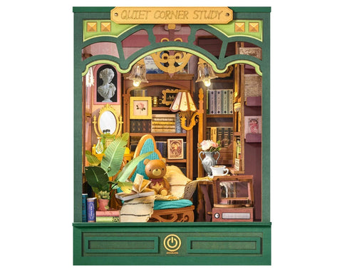 ROBOTIME  Rolife Book Nook & Wonderland Quiet Corner Study DIY Miniature 3D Wooden