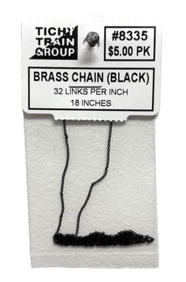 TICHY TRAIN Blackened Brass Chain 32 Links Per Inch, 18" 45.7cm Length