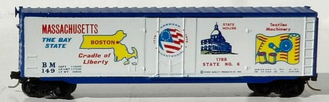 MICRO-TRAINS N Bicentennial State Series - Massachusetts, 50' Plug Door Boxcar, Blue