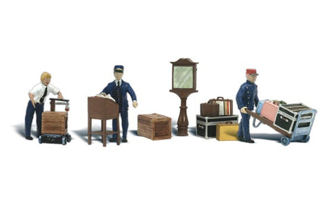 WOODLAND SCENICS N Figures: Depot Workers & Accessories