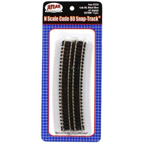 ATLAS N Code 80 19" Radius Track (6 pcs/pk)
