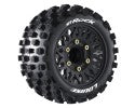LOUISE R/C ST-Rock 1/10 Stadium Truck Tires, Soft, 0 & 1/2' Offset Hex, 12mm 14mm & 17mm, Black Rim (2)