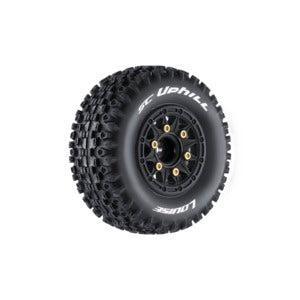 LOUISE RC SC-Uphill 1/10 Short Course Tires, Soft, 12, 14 & 17mm Removable Hex on Black Rim (2)