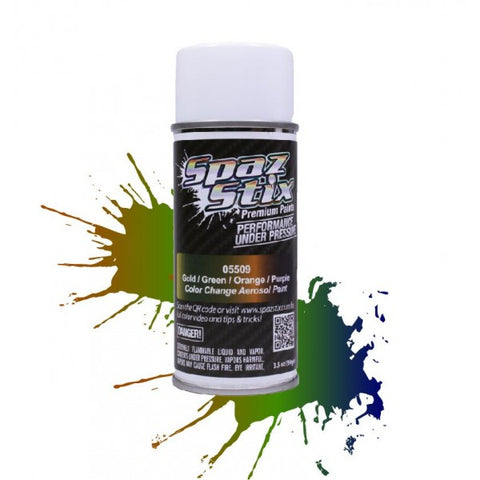 SPAZ STIX  Color Change Aerosol Paint, Gold/Green/Orange/Purple, 3.5oz Can