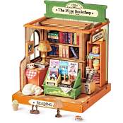 ROBOTIME  Rolife The Muse Bookshop DIY Miniature 3D Wooden Model Kit (Little & Warm Space Series)