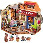 ROBOTIME  Rolife Corner Bookstore Miniature House 3D Wooden Model Kit