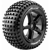 LOUISE R/C -Rock 1/8 Off-Road Truggy Tires, 0" Offset, 17mm, Mounted on Black Spoke Rim, Front/Rear (2)