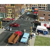 WALTHERS HO Asphalt Street System -- Straight Sections pkg(10) with Accessories