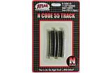 ATLAS N Code 55 Curve R15"-11.25 Degree Half Section (6/pk)