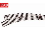 PECO HO Code 100 Turnout, Large Radius Curved, Left - Electofrog