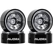 Injora Axial SCX30 D18 0.7" 6-Spoke Aluminum Micro Rock Crawler Beadlock Wheels (Titanium) (4) (4g ea)
