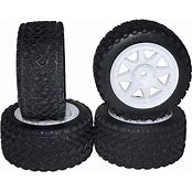 TRAXXAS WHITE MINI RALLY WHEELS AND TIRES (4)