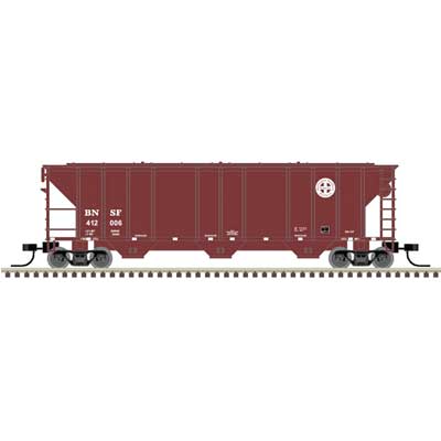 ATLAS N PS-2 4427 3-Bay Covered Hopper - Ready to Run - Master(R) -- BNSF Railway #412264 (Boxcar Red, white, Circle/Cross Logo)