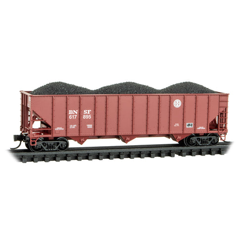 MICRO-TRAINS N Hopper, 100-Ton 3-Bay Rib Sides w/ Coal Load, BNSF #617895