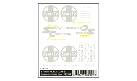 WOODLAND SCENICS Dry Transfer: Santa Fe Box Cars