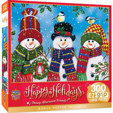 MASTER PIECES 300-PIECE PUZZLE EZ GRIP Happy Holidays - Snowy Afternoon Friends