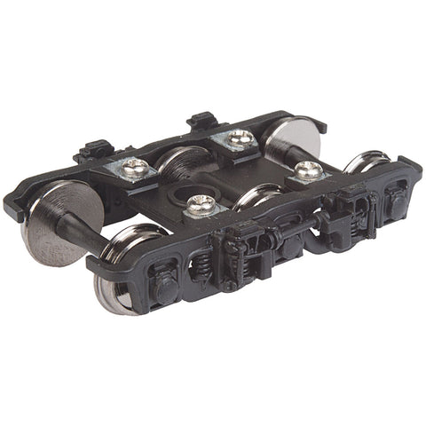 WALTHERS HO Trucks:  GSC Lightweight 6-Wheel Metal Passenger Trucks (from ATSF Hi-Level Diner) Black (2/pk)