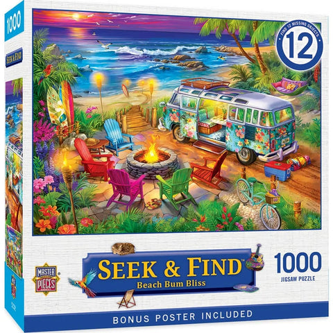 MASTER PIECES 1000-PIECE PUZZLE Seek & Find - Beach Bum Bliss