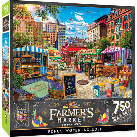 MASTER PIECES 750-PIECE PUZZLE Farmer's Market - Buy Local Honey