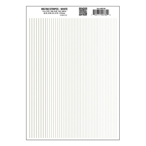 WOODLAND SCENICS Dry Transfer Stripes White