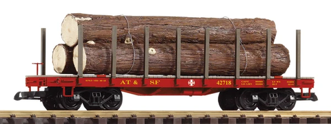 PIKO G Flatcar w/Redwood Log Load, Santa Fe
