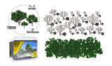 WOODLANDS SCENICS Realistic Tree Kit: Deciduous Medium Green 3/4" to 3" (21/pk)