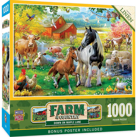 MASTER PIECES 1000-PIECE PUZZLE Farm & Country - Down on Maple Lane