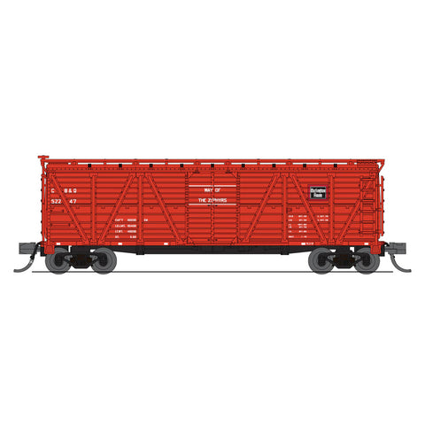 BROADWAY LTD N Stock Car, 40' Wood, CB&Q (2 Pack)
