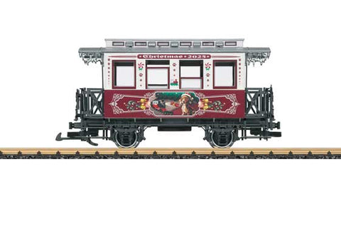 LGB 2025 Christmas Car (white, red, silver, Dog w/Train Scene)