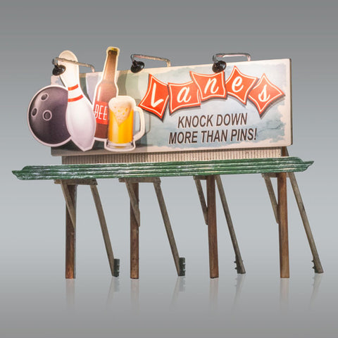 WOODLAND SCENICS HO Just Plug  Lighted Billboard - Just Plug(R), Lanes Bowling and Bar