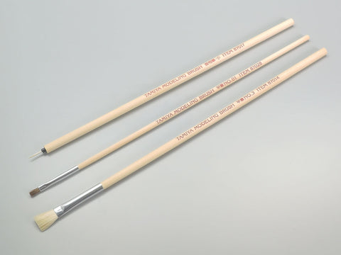 TAMIYA Modeling Horsehair Brush Set w/Wooden Handle (3)