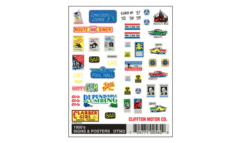 WOODLAND SCENICS Dry Transfer: 1950's Signs & Posters