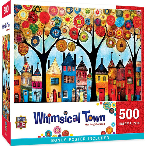 MASTER PIECES 500-PIECE PUZZLE Whimsical Town - Our Neighborhood