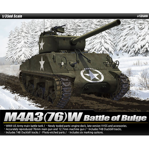 ACADEMY 1/35 M4A3(76)W US Army Main Battle Tank Battle of the Bulge