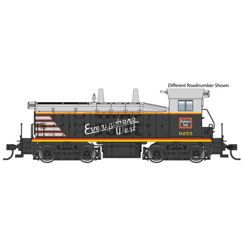 WALTHERS HO EMD SW7 - Standard DC -- Chicago, Burlington & Qunicy #9265 (black, gray, yellow, red)