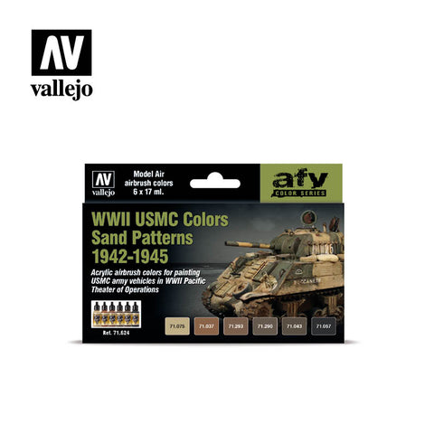VALLEJO 17ml Bottle AFV WWII USMC Sand Patterns 1942-1945 Model Air Paint Set (6 Colors)