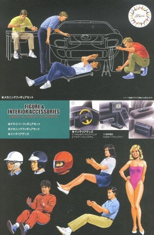 Fujimi 1/24 Mechanics, Drivers, Model Figures (8) w/Car Interior Accessories