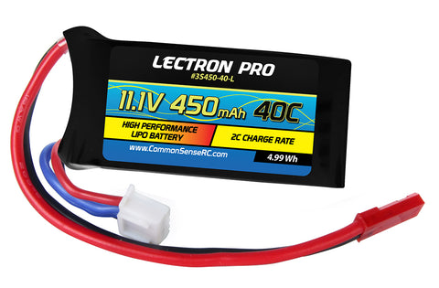 LECTRONPRO LIPO 11.1V 3S 450mah 40C W/ JST & PH2