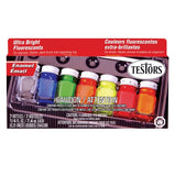 TESTORS Fluorescent Enamel Paint Set (6 Colors & Thinner)